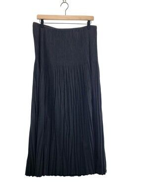 Crinkle Maxi Skirt Black sz 12 by NIC+ZOE Kinfe Pleated Caree Wear A-Line Flare